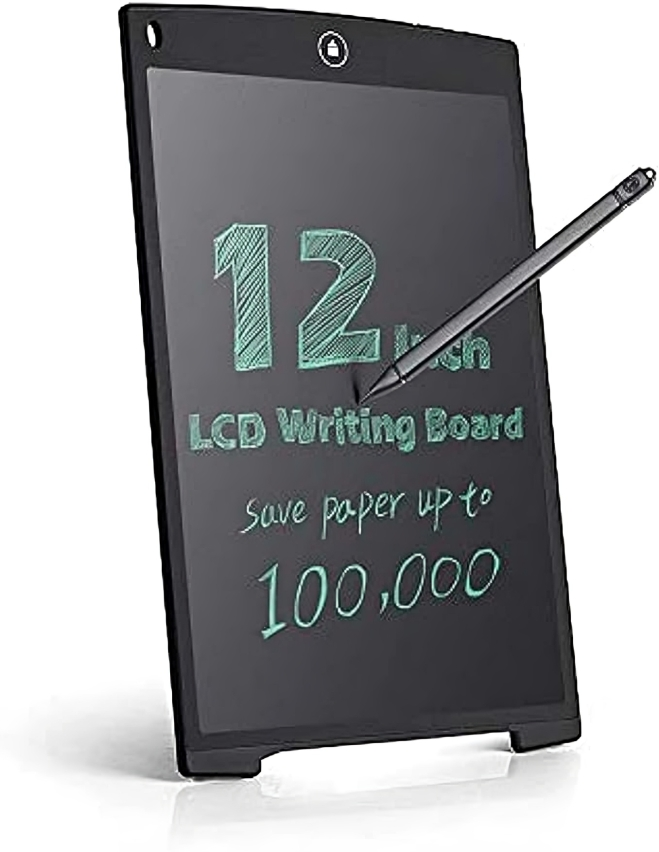 12 inch LCD Handwriting for drawing, daily schedule, sticky note, with Erase Button - black