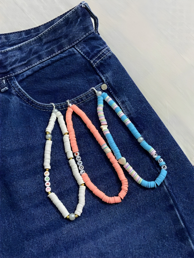 3 Pcs Beaded Phone Charm Cell Phone Lanyard Wrist Strap Handmade Natural Gemstone Phone Chain Anti Lost Phone Chain Bracelet Accessory with 3 Pcs Keychain Ring for Women and Girls (Gentle Style)