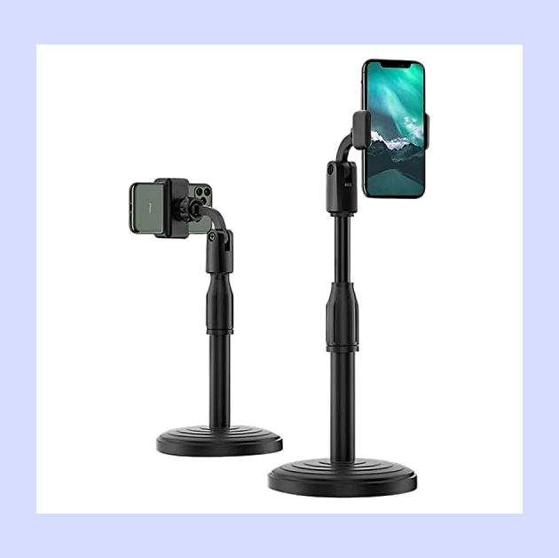 Adjustable Phone Stand for Live Streaming, YouTube Video/Photography, Adjustable Height & 360 Angle Degree    Flexible Arm Universal Phone Stand for Desk, Office and Kitchen (Black)