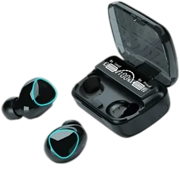 M10 TWS Wireless Earbuds with Wireless Charging Case Bluetooth 5.1   Premium Sound Deep Bass Sports Waterproof   with Mic 6 hr Playing Time almost - BLACK