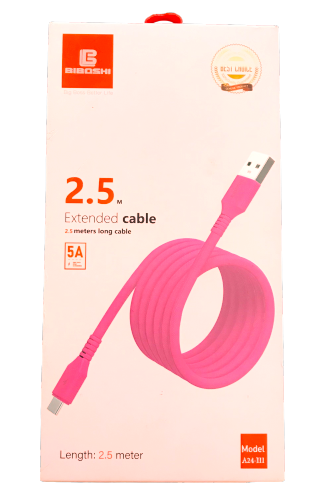 BIBOSHI 5A , 2.5 meter Lightning USB Fast Charging Cable & Data Transmission with  , Color White
