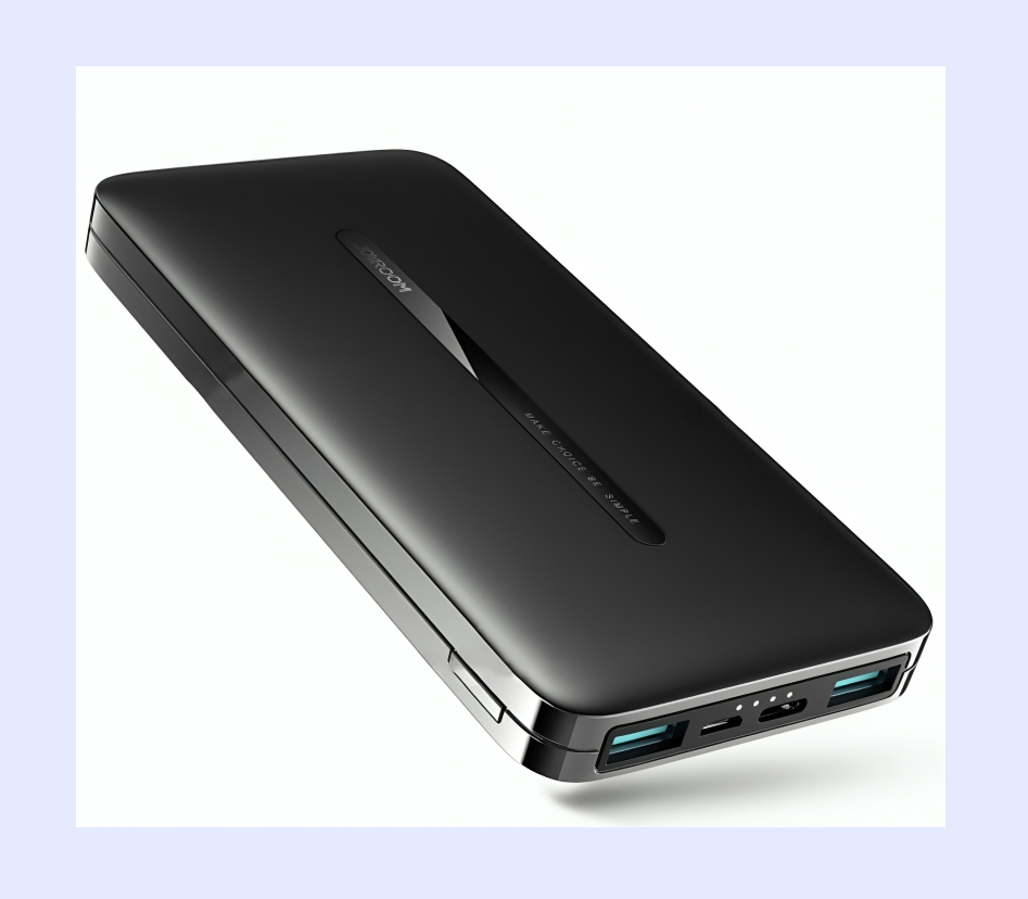 Joyroom JR-T012 Power Bank Charger with 2 USB Port, Type C and Micro Input 10000 mAh - Black