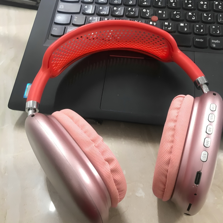 P9 Wireless Bluetooth Headphones Over-Ear Stereo Music with Microphone, Memory Card Support Lightweight, Microphone Included (pink)