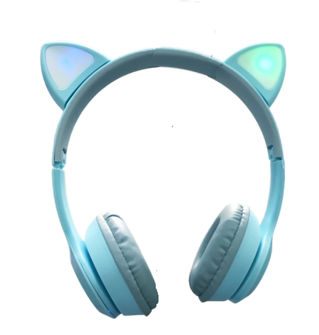 P47 Cat Wireless Gaming Headset, Bluetooth 5.0  , girls  Headphones,LED Light Up Bluetooth Over Ear Headphones for Girl and Adults Wearing (Baby Blue)